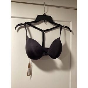 SKIMS Ultimate Push Up Front Closure Bra Onyx Black Racerback 32DD BA-PLG-4376